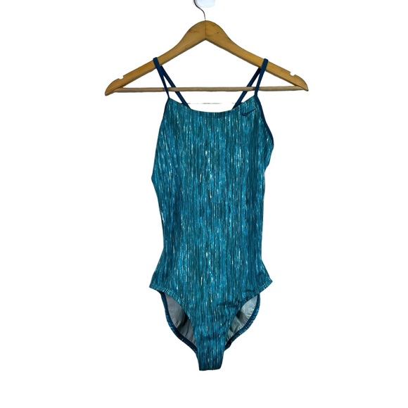 Nike Girls Rush Heather Blue Cross-back One Piece Swimsuit Size L (12-13) - Picture 1 of 12
